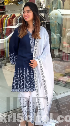 Soft Cotton Embroidery Three Piece